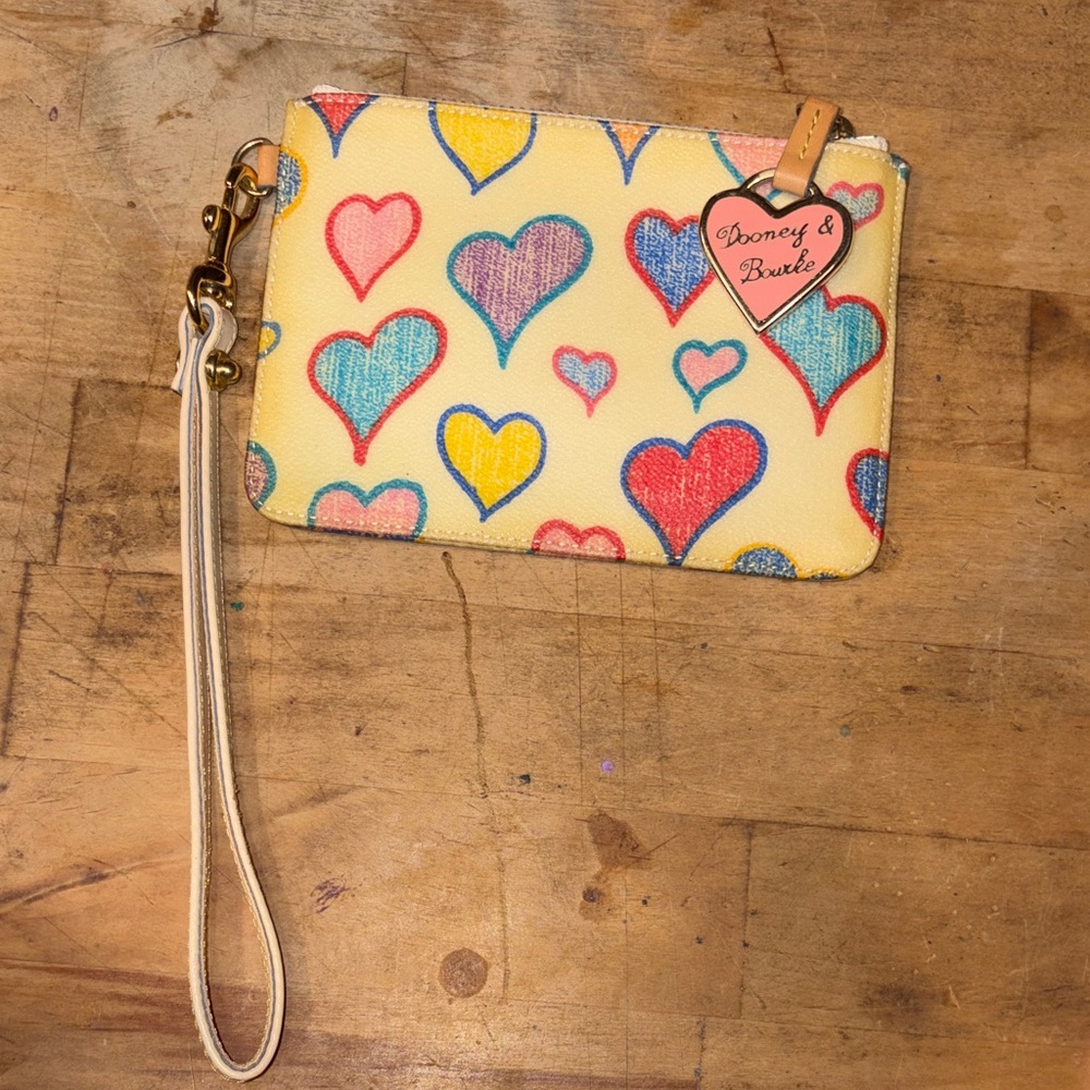 Dooney & Bourke Yellow Wristlet with Heart Design